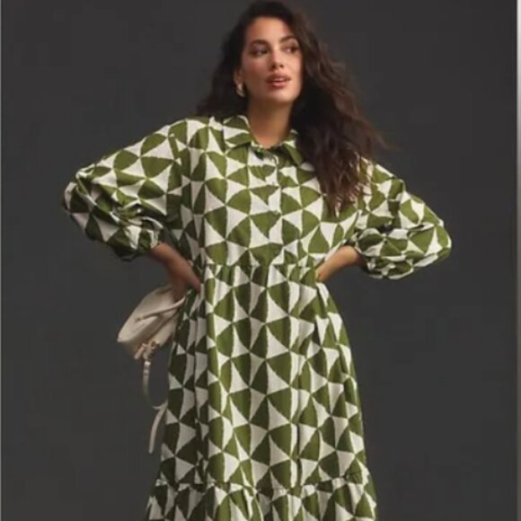 Maeve Dresses & Skirts - Maeve by Anthropologie The Bettina Tiered Shirt Dress Size L